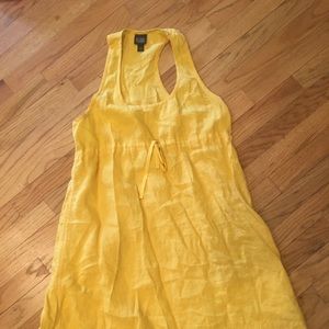Eileen Fisher cool yellow linen sundress XS